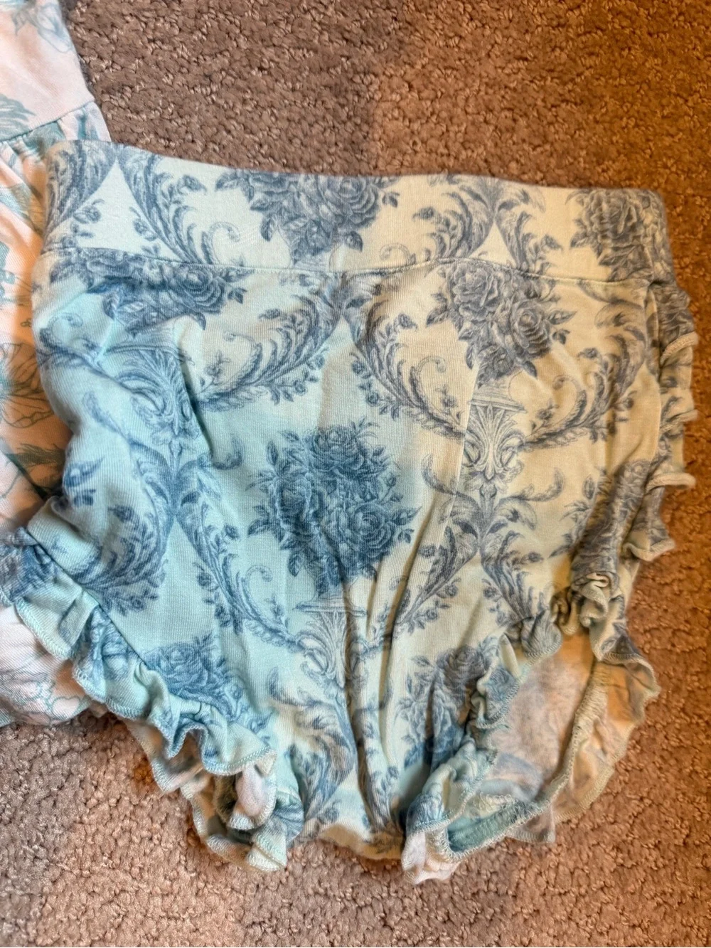 Posh Peanut Aqua Floral Ruffle Bummie Set